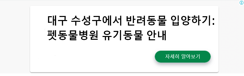 대구 수성구에서 반려동물 입양하기: 펫동물병원 유기동물 안내