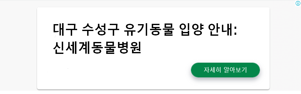 대구 수성구 유기동물 입양 안내: 신세계동물병원